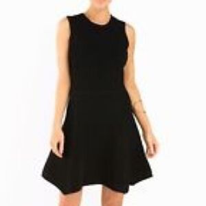 Torn Ronny Kobo Black Thick Ribbed Tank Mini Flutter Dress